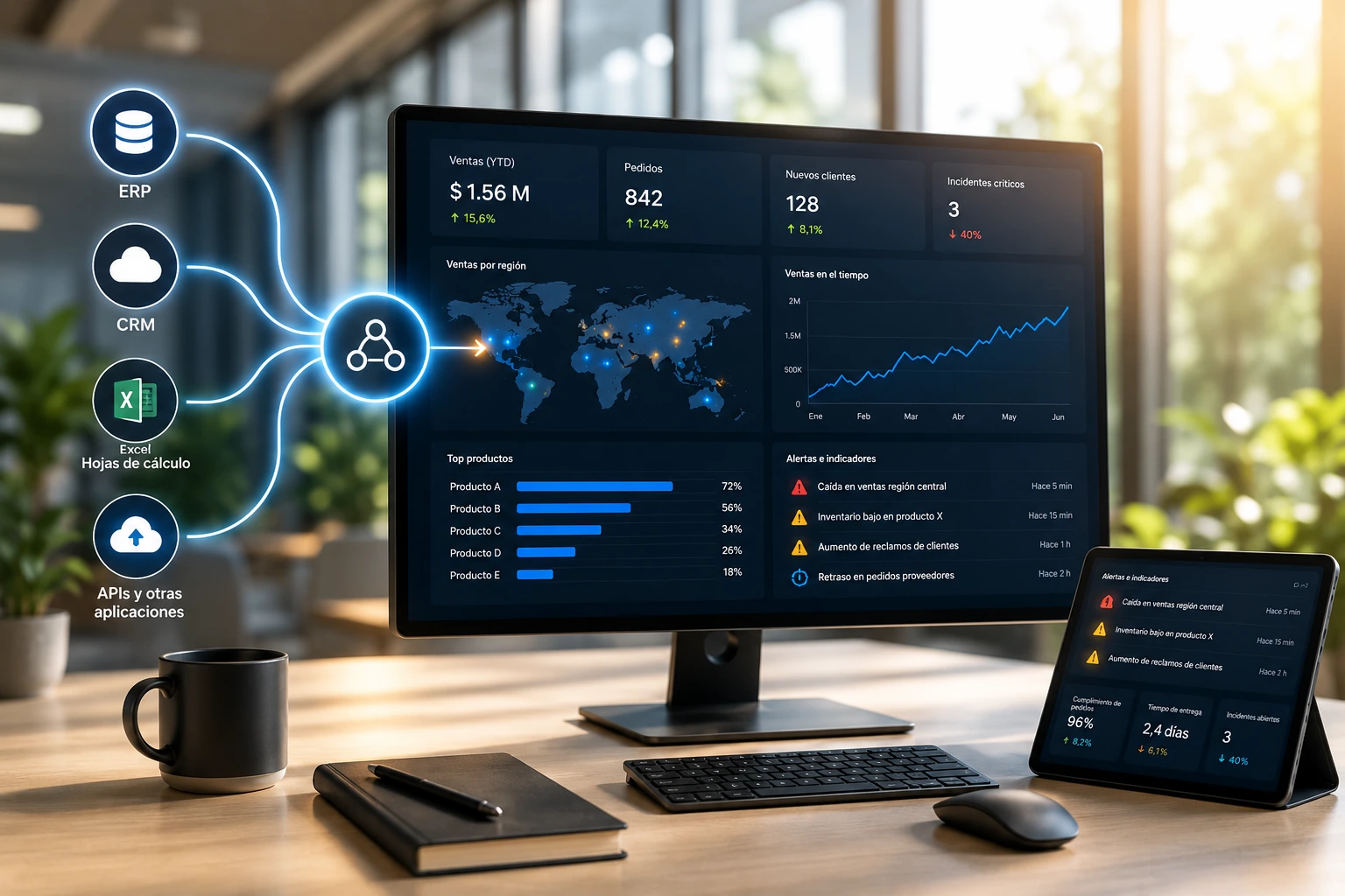 Visibilidad operativa: dashboards e integración de datos.